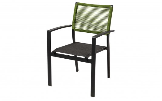Krzesło ogrodowe sztaplowane antracyt VITOLINI lina polipropylenowa zielona Krzesło ogrodowe sztaplowane antracyt VITOLINI lina polipropylenowa zielona
