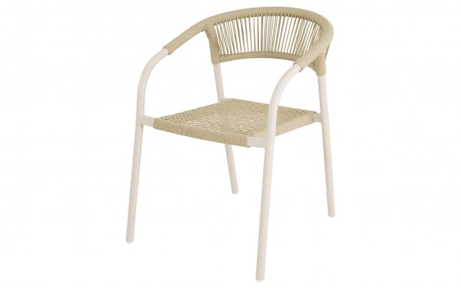 Krzesło ogrodowe sztaplowane NAGANO lina polipropylenowa beżowe