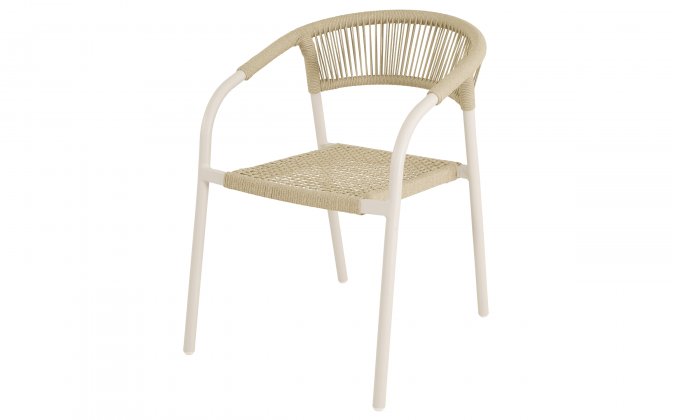 Krzesło ogrodowe sztaplowane NAGANO lina polipropylenowa beżowe