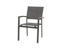 Krzesło ogrodowe sztaplowane AREZZO tekstylina szara aluminium antracyt 