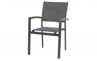 Krzesło ogrodowe sztaplowane AREZZO tekstylina szara aluminium antracyt 