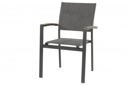 Krzesło ogrodowe sztaplowane AREZZO tekstylina szara aluminium antracyt 