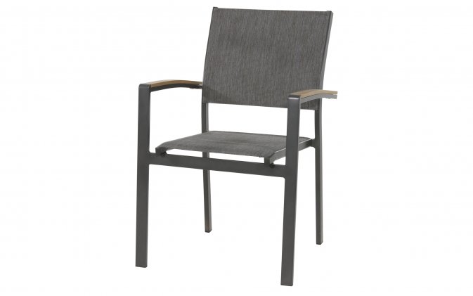 Krzesło ogrodowe sztaplowane AREZZO tekstylina szara aluminium antracyt 