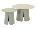 Zestaw stolików kawowych OSLO aluminiowych kremowy 2 sztuki średnica 45 i 70 cm
