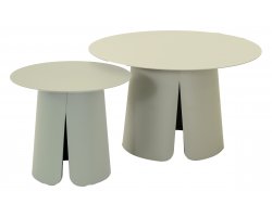 Zestaw stolików kawowych OSLO aluminiowych kremowy 2 sztuki średnica 45 i 70 cm