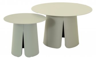 Zestaw stolików kawowych OSLO aluminiowych kremowy 2 sztuki średnica 45 i 70 cm