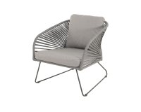 Szary fotel wypoczynkowy ogrodowy IZUMI stal lina polipropylenowa olefin