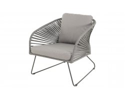 Szary fotel wypoczynkowy ogrodowy IZUMI stal lina polipropylenowa olefin