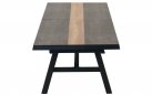 Rozkładany grafitowy stół BRIXTON 243-303 aluminiowy blat HPL beton-drewno