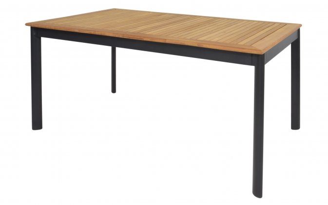 Aluminiowy stół ogrodowy z blatem z deseczek z teaku MONZA 150 x 90.