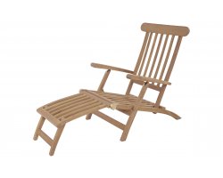 Fotel ogrodowy LOUNG teak klasy C z podnóżkiem 148×60×90 cm