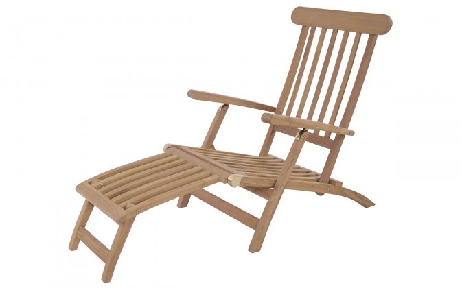 Fotel ogrodowy LOUNG teak klasy C z podnóżkiem 148×60×90 cm