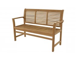 Ławka ogrodowa STRIPE teak 2‑osobowa 142 cm z podłokietnikami