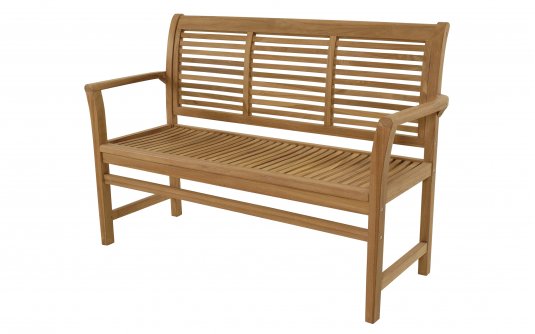 Ławka ogrodowa STRIPE teak 2‑osobowa 142 cm z podłokietnikami Ławka ogrodowa STRIPE teak 2‑osobowa 142 cm z podłokietnikami