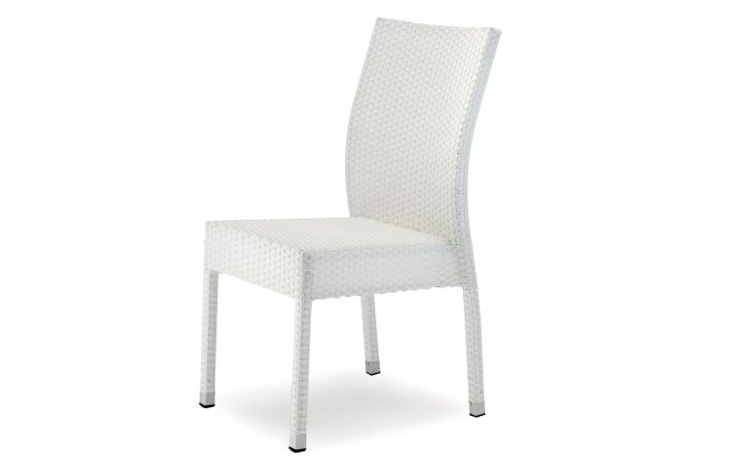 Białe krzesło ogrodowe sztaplowania jane aluminiowe z plecionką technorattanową gs 916
