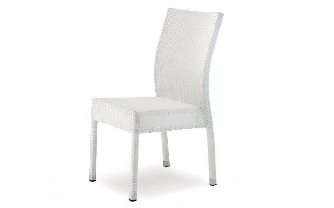 Białe krzesło ogrodowe sztaplowania jane aluminiowe z plecionką technorattanową gs 916