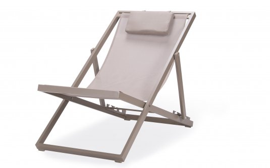 Składany leżak plażowy aluminiowy GILI kolor Taupe