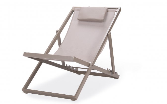 Składany leżak plażowy aluminiowy GILI kolor Taupe