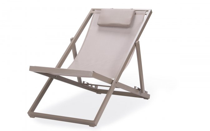 Składany leżak plażowy aluminiowy GILI kolor Taupe