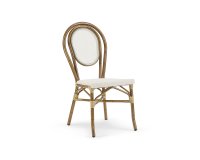 Krzesło sztaplowane ogrodowe o klasycznym wyglądzie Aluminiowe Efekt woodlook beżowe