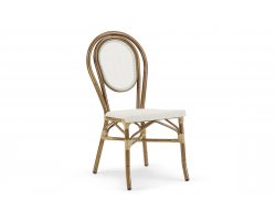 Krzesło sztaplowane ogrodowe o klasycznym wyglądzie Aluminiowe Efekt woodlook beżowe