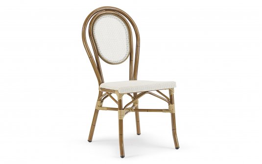 Krzesło sztaplowane ogrodowe o klasycznym wyglądzie Aluminiowe Efekt woodlook beżowe Krzesło sztaplowane ogrodowe o klasycznym wyglądzie Aluminiowe Efekt woodlook beżowe