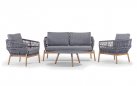 Zestaw ogrodowy ALICANTE sofa 2‑osobowa 2 fotele stolik teak aluminium lina Olefin antracyt 
