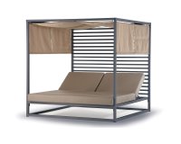 Leżanka ogrodowa ANTIGU Antracytowa dwuosobowa z daszkiem i osłonami