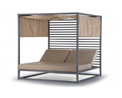 Leżanka ogrodowa ANTIGU Antracytowa dwuosobowa z daszkiem i osłonami