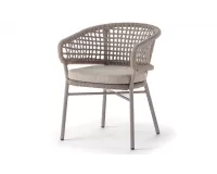  Krzesło ogrodowe ATOL aluminiowe sztaplowane lina akrylowa poduszka Olefin TAUPE