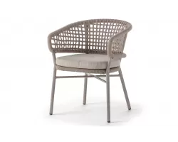  Krzesło ogrodowe ATOL aluminiowe sztaplowane lina akrylowa poduszka Olefin TAUPE