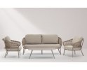 Meble ogrodowe wypoczynkowe z sofą, 2 fotelami i stolikiem w kolorze beżowym Atol