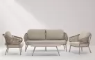 Meble ogrodowe wypoczynkowe z sofą, 2 fotelami i stolikiem w kolorze beżowym Atol