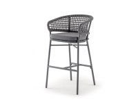 Stołek barowy ogrodowy ATOL z wysokim siedziskiem poduszką Antracyt