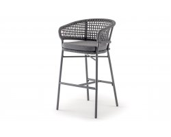 Stołek barowy ogrodowy ATOL z wysokim siedziskiem poduszką Antracyt