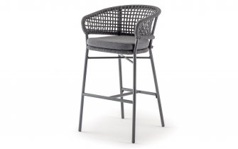 Stołek barowy ogrodowy ATOL z wysokim siedziskiem poduszką Antracyt