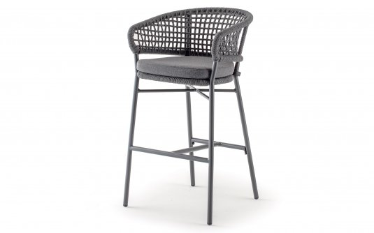 Stołek barowy ogrodowy ATOL z wysokim siedziskiem poduszką Antracyt