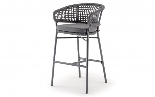 Stołek barowy ogrodowy ATOL z wysokim siedziskiem poduszką Antracyt Stołek barowy ogrodowy ATOL z wysokim siedziskiem poduszką Antracyt