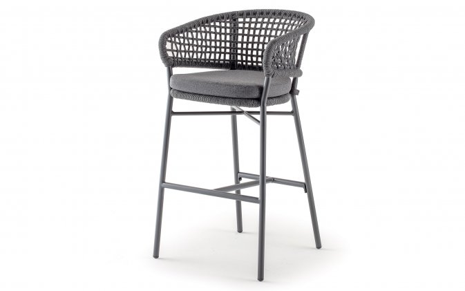 Stołek barowy ogrodowy ATOL z wysokim siedziskiem poduszką Antracyt