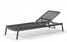 Grafitowy leżak ogrodowy z kółkami aluminiowy i materacem atol