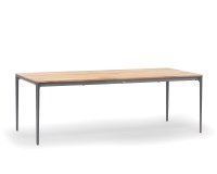 Aluminiowy stół ogrodowy BAHAMAS z blatem z drewna teak w kolorze podstawy antracyt