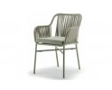 Nowoczesne krzesło na taras BEVERLY szarozielone Podstawa aluminiowa pasy z liny