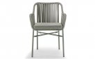 Nowoczesne krzesło na taras BEVERLY szarozielone Podstawa aluminiowa pasy z liny