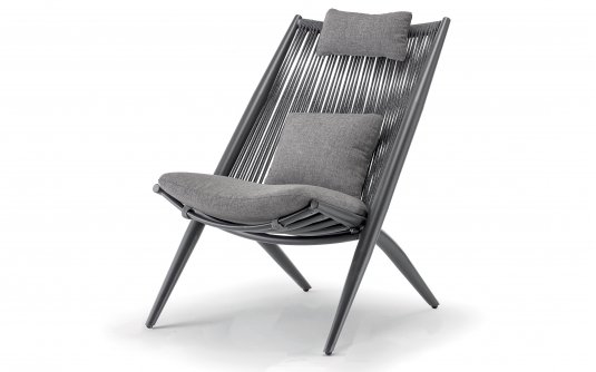 Fotel ogrodowy wypoczynkowy aluminiowy BAHZA kolor grafitowy