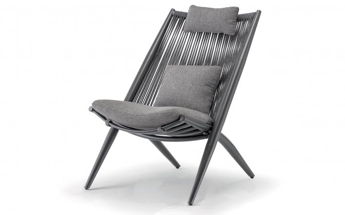 Fotel ogrodowy wypoczynkowy aluminiowy BAHZA kolor grafitowy