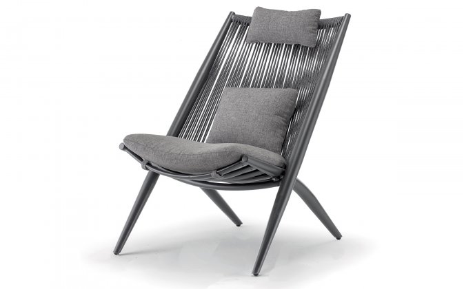 Fotel ogrodowy wypoczynkowy aluminiowy BAHZA kolor grafitowy