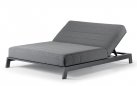 Dwuosobowe grafitowe luksusowe łóżko ogrodowe BITE z materacem z obiciem stka niny sunbrella