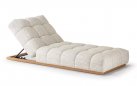 Piękna leżanka ogrodowa BLOW z grubym materacem pikowanym olefin z podstawą z drewna tek