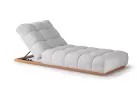 Leżanka ogrodowa luksusowa BLOW z grubym materacem pikowanym olefin z podstawą z drewna tek