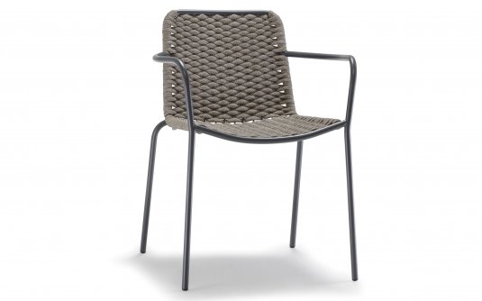 Sztaplowania krzesło ogrodowe o lekkim wyglądzie z siedziskiem z tekstyliny Cannes